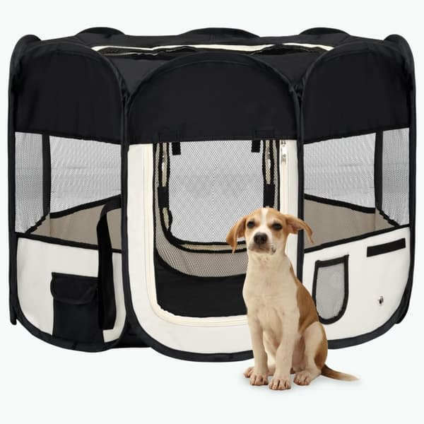 Foldbar hundegård med bæretaske 90x90x58 cm sort - Hundegård - Hundegårde - Home & Living