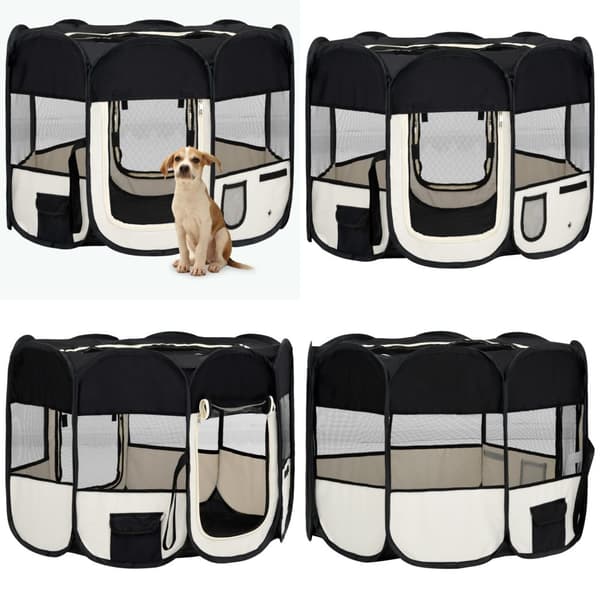 Foldbar hundegård med bæretaske 90x90x58 cm sort - Hundegård - Hundegårde - Home & Living