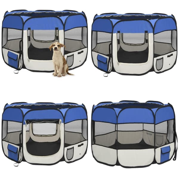 Foldbar hundegård med bæretaske 90x90x58 cm blå - Hundegård - Hundegårde - Home & Living