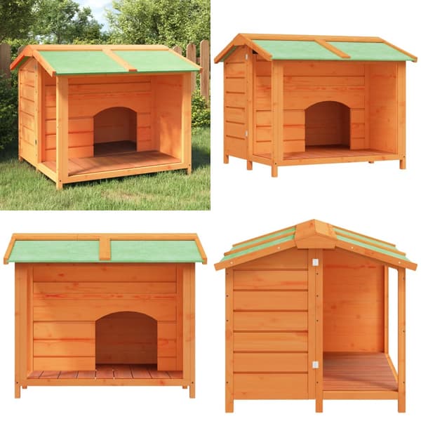 Hundehus 96x87x80,5 cm massivt fyrretræ brun - Hundehus - Hundehuse - Home & Living