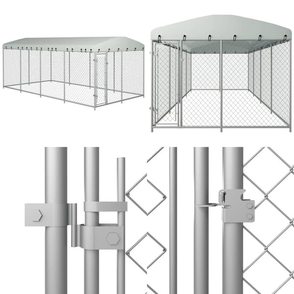 Udendørs hundeløbegård med tag 8 x 4 x 2,3 m - Hundehus - Hundehuse - Home & Living