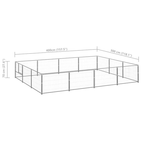 Koiranhäkki hopea 12 m² teräs - Koiranhäkki - Koiranhäkit - Home & Living