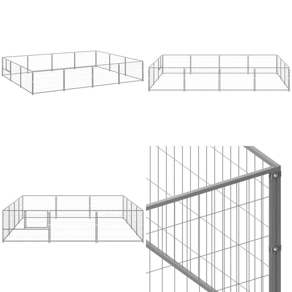 Koiranhäkki hopea 12 m² teräs - Koiranhäkki - Koiranhäkit - Home & Living