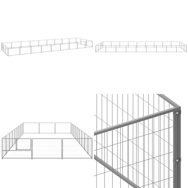 Koiranhäkki hopea 27 m² teräs - Koiranhäkki - Koiranhäkit - Home & Living