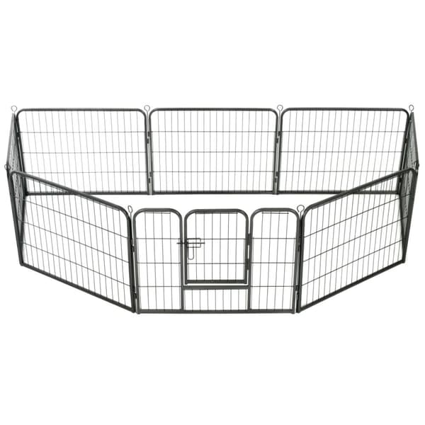 Løbegård til hunde 8 paneler stål 60 x 80 sort - Hvalpegård - Hvalpegårde - Home & Living