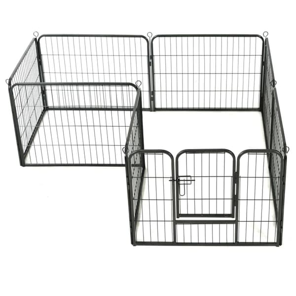 Løbegård til hunde 8 paneler stål 60 x 80 sort - Hvalpegård - Hvalpegårde - Home & Living