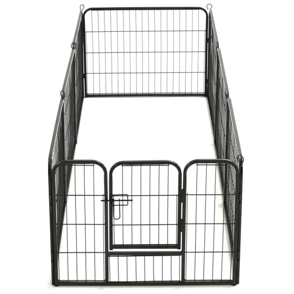 Løbegård til hunde 8 paneler stål 60 x 80 sort - Hvalpegård - Hvalpegårde - Home & Living