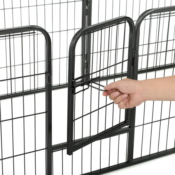 Løbegård til hunde 8 paneler stål 60 x 80 sort - Hvalpegård - Hvalpegårde - Home & Living
