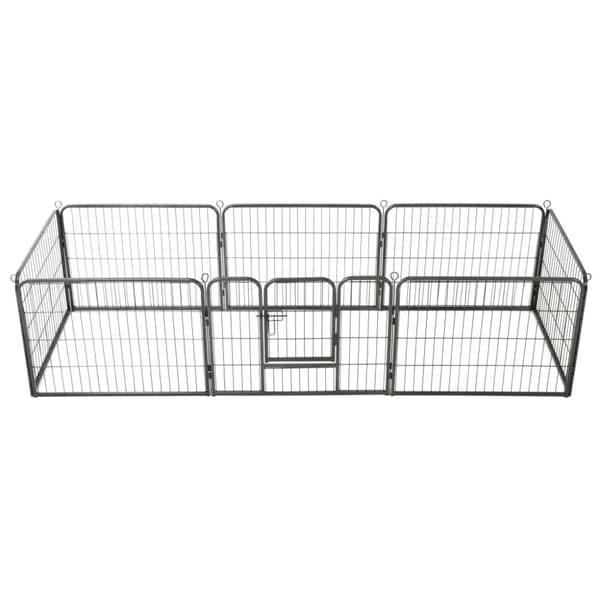 Løbegård til hunde 8 paneler stål 60 x 80 sort - Hvalpegård - Hvalpegårde - Home & Living