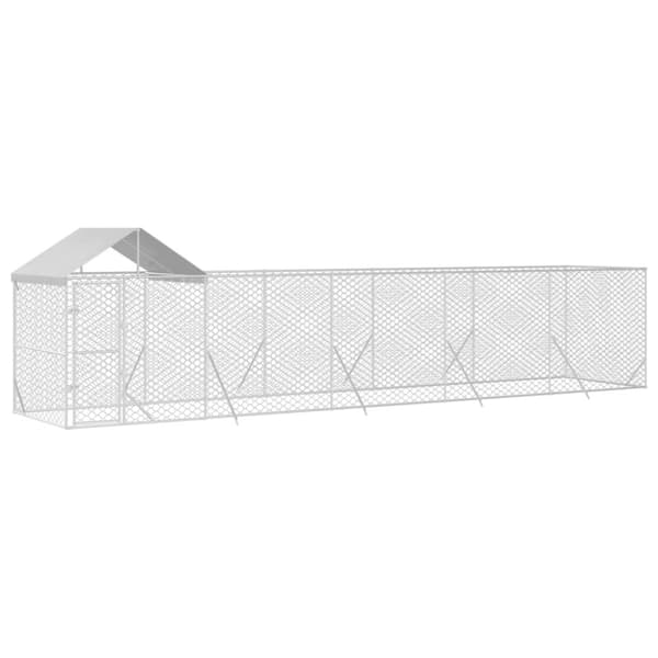 Hundgård med tak silver10x2x2,5 m galvaniserat stål - Hundgård - Hundgårdar - Home & Living
