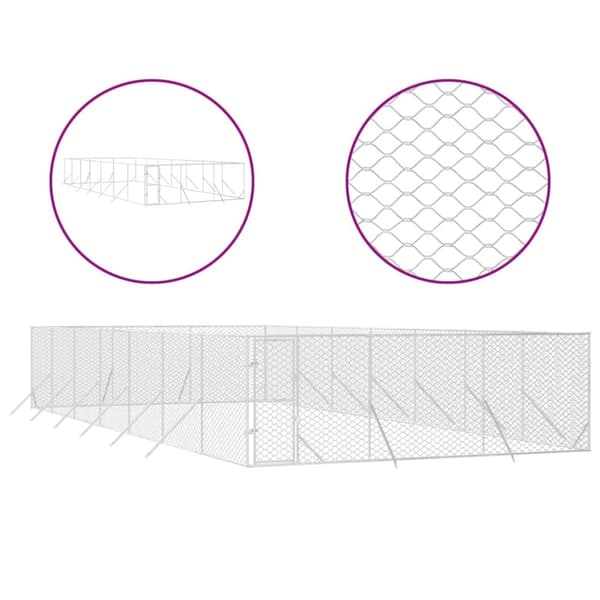 Hundgård för utomhusbruk silver 6x14x2 m galvaniserat stål - Hundgård - Hundgårdar - Home & Living