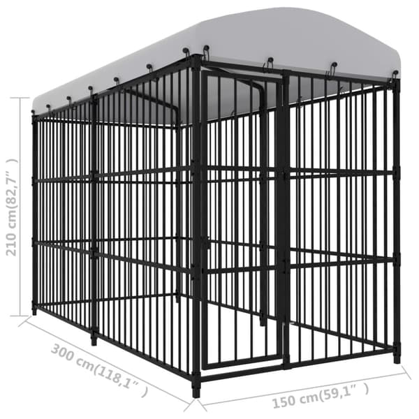 Koiran ulkohäkki katoksella 300x150x210 cm