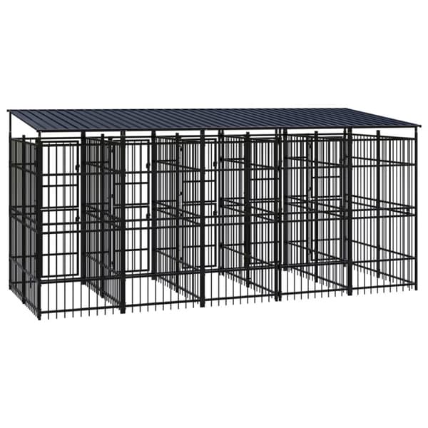 Koiran ulkohäkki katolla teräs 9,22 m²