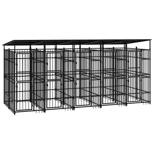 Koiran ulkohäkki katolla teräs 9,22 m²