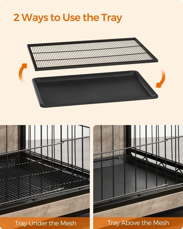 Rootz Greige Hundebur - Kæledyrsbur - Kennel - Spånplade- og stålkonstruktion - Rummeligt interiør - Nem montering - 69 cm x 51 cm x 60 cm