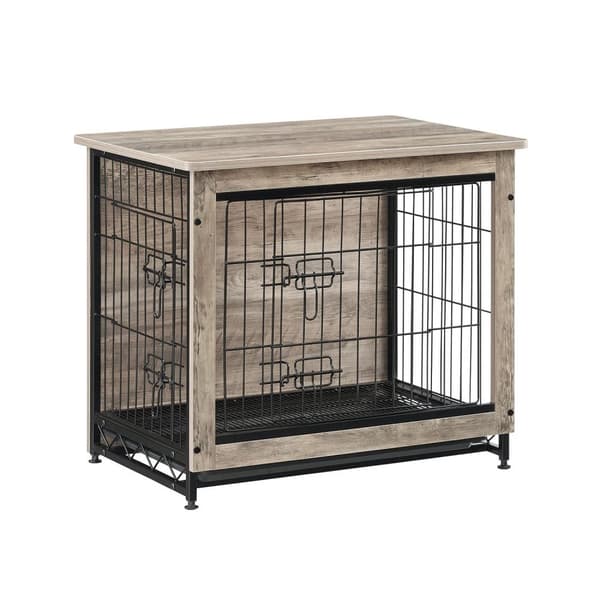 Rootz Greige Hundebur - Kæledyrsbur - Kennel - Spånplade- og stålkonstruktion - Rummeligt interiør - Nem montering - 69 cm x 51 cm x 60 cm