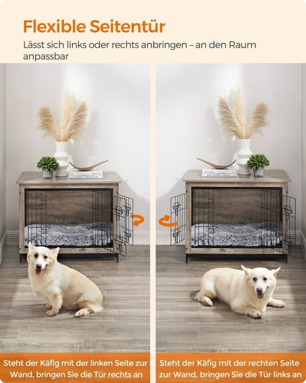 Rootz Greige Hundebur - Kæledyrsbur - Kennel - Spånplade- og stålkonstruktion - Rummeligt interiør - Nem montering - 82,5 cm x 56 cm x 64 cm - Maks. b