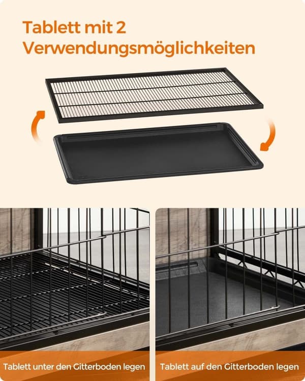 Rootz Greige Hundebur - Kæledyrsbur - Kennel - Spånplade- og stålkonstruktion - Rummeligt interiør - Nem montering - 82,5 cm x 56 cm x 64 cm - Maks. b