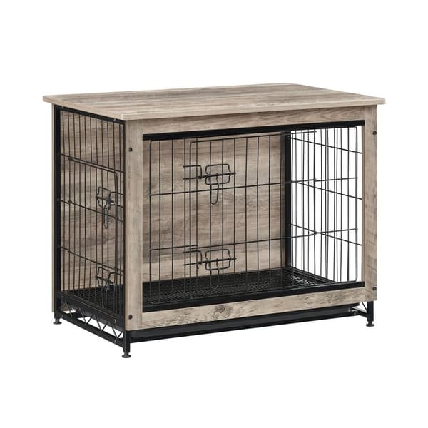 Rootz Greige Hundebur - Kæledyrsbur - Kennel - Spånplade- og stålkonstruktion - Rummeligt interiør - Nem montering - 82,5 cm x 56 cm x 64 cm - Maks. b