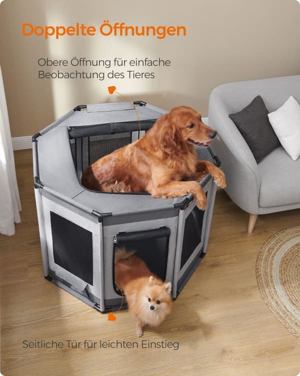 Rootz Oxford Stof Puppy Kravegård - Hundekravlegård - Indhegning til kæledyr - PVC-rør - Letvægts - Bærbar - Rummelig - Dove Grey-Slate Grey - 112 cm
