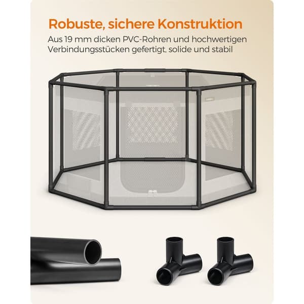 Rootz Oxford Tyg Valp Lekhage - Hund lekhage - Husdjursinhägnad - PVC-rör - Lätt - Bärbar - Rymlig - Mörkgrå-Ljusgrå - 112cm x 112cm x 62cm