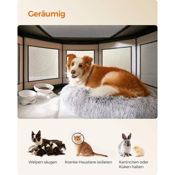 Rootz Oxford Tyg Valp Lekhage - Hund lekhage - Husdjursinhägnad - PVC-rör - Lätt - Bärbar - Rymlig - Mörkgrå-Ljusgrå - 112cm x 112cm x 62cm