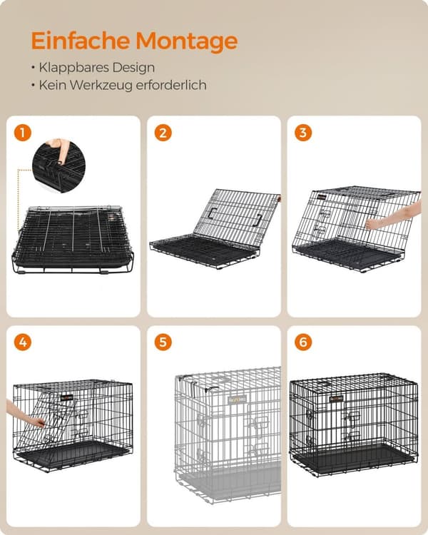 Rootz Heavy Duty Hundetransportkasse - Kæledyrsbur - Stålbur - Plastbakke - Nem montering - Rummeligt interiør - Sikkert låsesystem - 136 cm x 79 cm x