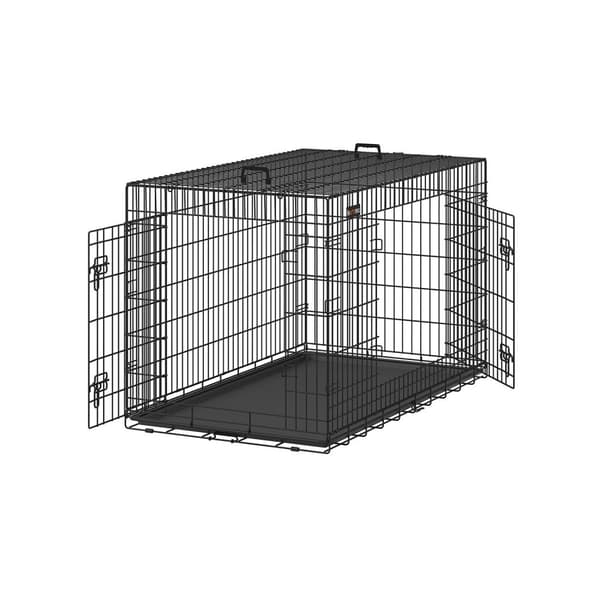 Rootz Heavy Duty Hundetransportkasse - Kæledyrsbur - Stålbur - Plastbakke - Nem montering - Rummeligt interiør - Sikkert låsesystem - 136 cm x 79 cm x