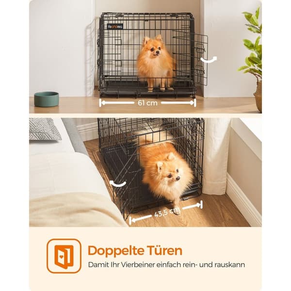 Rootz Dog Kuljetuslaatikko - Lemmikkien kantolaukku - Kannettava laatikko - Teräsrunko - Muovialusta - Helppo koota - Kevyt - Kompakti muotoilu - 61 c