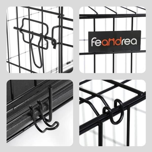 FEANDREA Djurbur - Hundlåda - Djurhölje - Enkel montering - Vikbar - 2 låsbara dörrar - Pulverlackerad järntråd - 122 cm x 74,5 cm x 80,5 cm