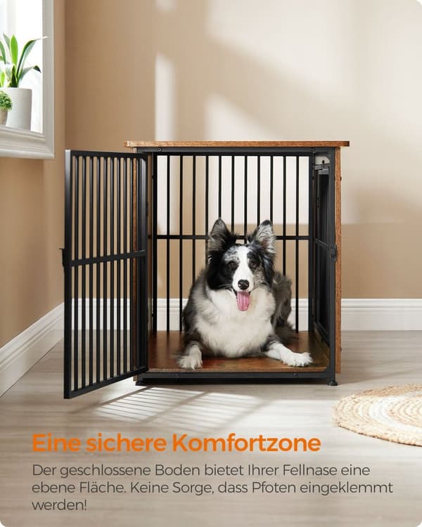 Rootz Vintage Brown -koiran häkki - Lemmikkien häkki - Heavy Duty -kennel - Lastulevy- ja teräsrakenne - Tilava sisustus - Helppo koota - 98cm x 65cm