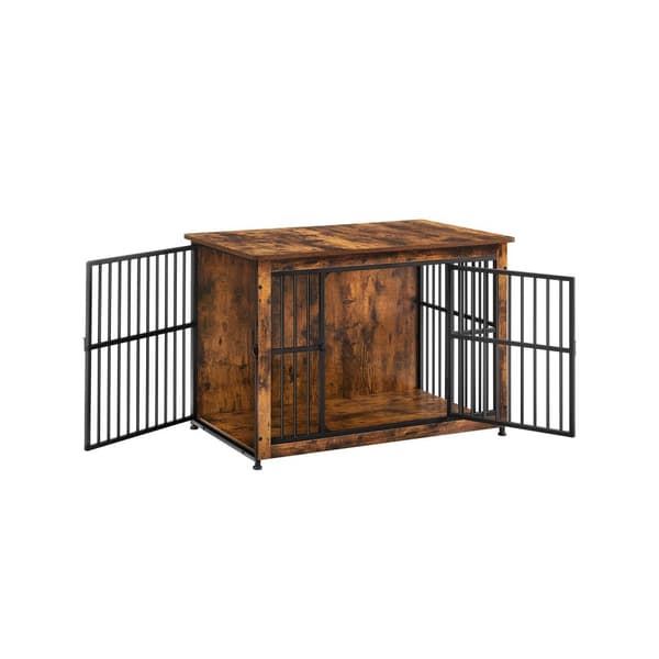 Rootz Vintage Brown -koiran häkki - Lemmikkien häkki - Heavy Duty -kennel - Lastulevy- ja teräsrakenne - Tilava sisustus - Helppo koota - 98cm x 65cm