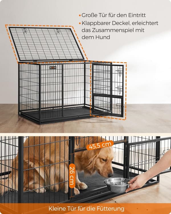 Rootz Heavy Duty -koiran häkki - Lemmikkieläinhäkki - Teräskennel - Tilava sisätila - Helppokäyttöiset ovet - Irrotettava tarjotin - 122cm x 74,5cm x