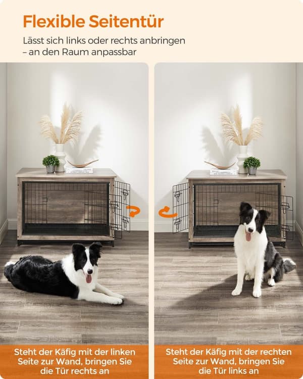 Rootz Greige Hundbur - Djurbur - Kennel - Spånskiva och stålkonstruktion - Rymlig interiör - Enkel montering - 98cm x 65cm x 68cm