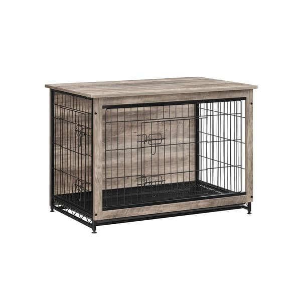 Rootz Greige Hundbur - Djurbur - Kennel - Spånskiva och stålkonstruktion - Rymlig interiör - Enkel montering - 98cm x 65cm x 68cm
