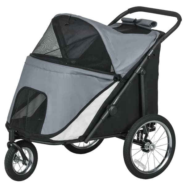 Rootz PawHut kokoontaitettava pop-up koirarattaat - Pet Buggy - Koirakärry - Saranoitu katos - Suuret kumirenkaat - Integroitu koiran talutushihna - 1