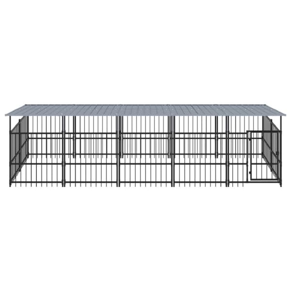Koiran ulkohäkki katoksella teräs 9,38 m²