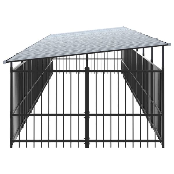 Koiran ulkohäkki katoksella teräs 13,14 m²
