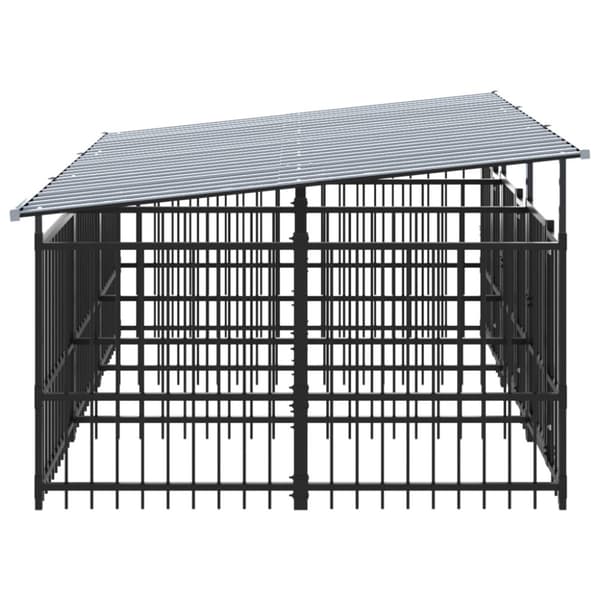 Koiran ulkohäkki katoksella teräs 5,63 m²