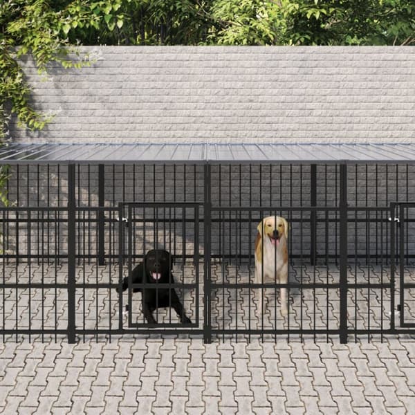 udendørs hundegård med tag 11,26 m² stål
