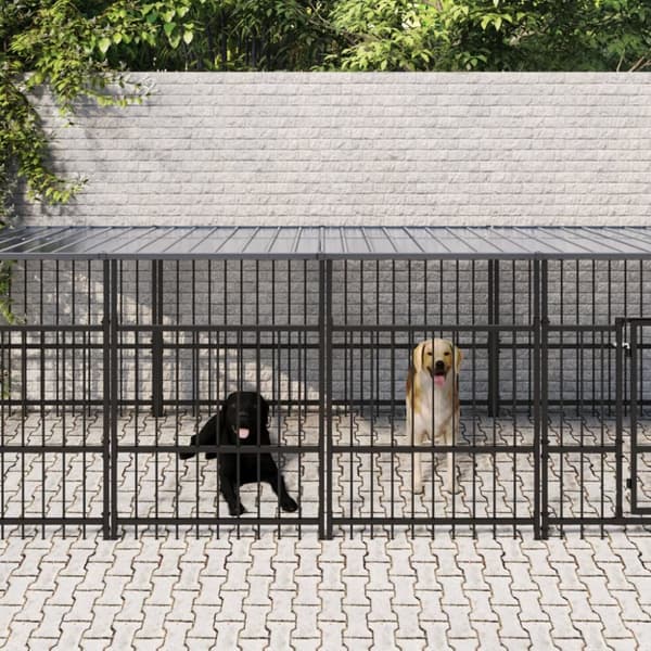 udendørs hundegård med tag 18,77 m² stål