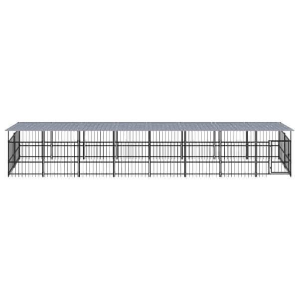 Koiran ulkohäkki katoksella teräs 15,02 m²