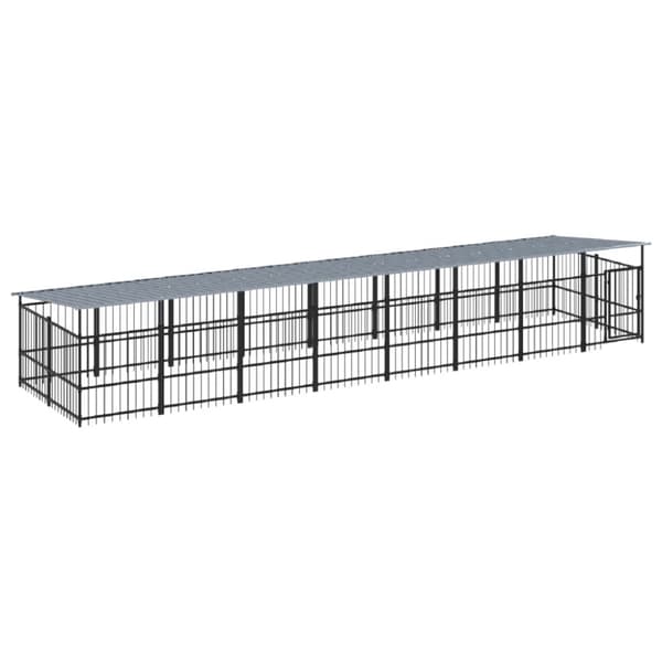 Koiran ulkohäkki katoksella teräs 15,02 m²