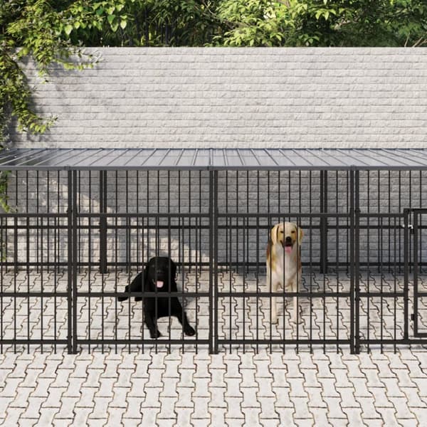 udendørs hundegård med tag 15,02 m² stål