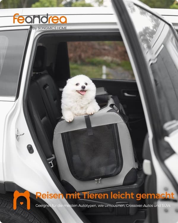 Rootz Pet Carrier - Koiran häkki - Kannettava kennel - Metallirunko - Oxford-kangas - Kevyt - 60 cm x 42 cm x 42 cm - Savunharmaa