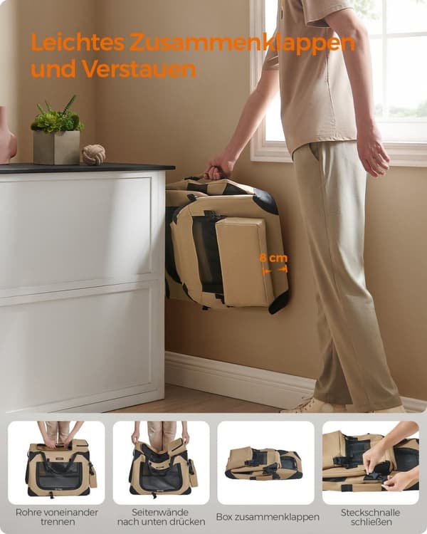 Rootz XXL koiran häkki - Lemmikkien kennel - Kannettava häkki - Metallirunko - 600D Oxford Kangas - PVC-pinnoite - 91cm x 63cm x 63cm - kamelinruskea