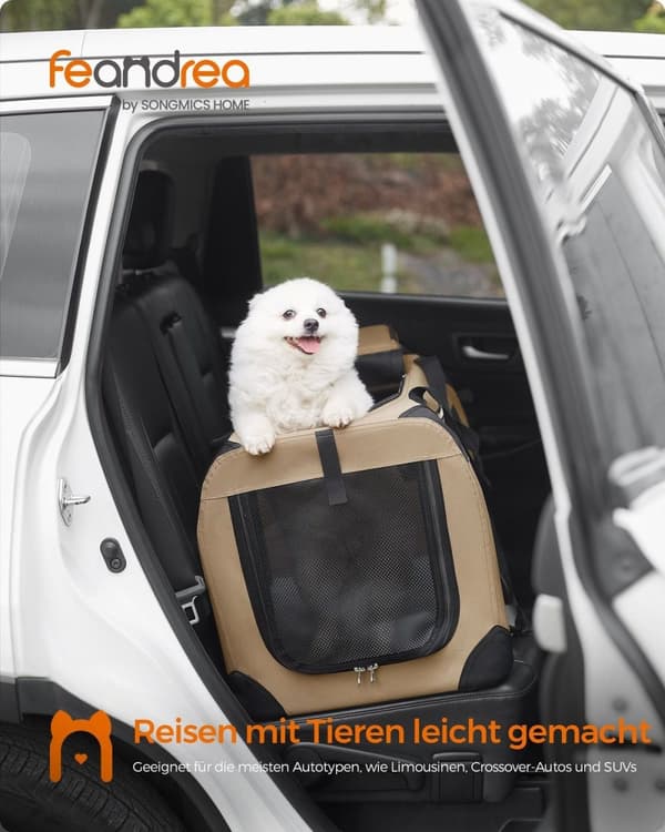 Rootz XXL koiran häkki - Lemmikkien kennel - Kannettava häkki - Metallirunko - 600D Oxford Kangas - PVC-pinnoite - 91cm x 63cm x 63cm - kamelinruskea