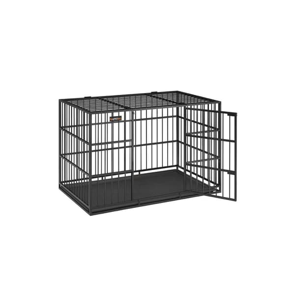 Rootz Heavy-Duty Hundebur - Kæledyrsbur - Blæk sort - Stålramme - Rummelig - 122 cm x 75 cm x 80 cm - 22,6 kg