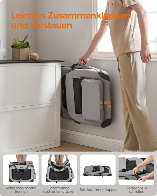 Rootz Pet Home - Hundlåda - Djurhållare - Metallram - Oxford-tyg - Mysig fleece - 70cm x 52cm x 52cm - Vikbar - Smoke Grey - 3,4kg - Märkt för hundar