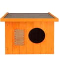 Miniatyrbild 1 av 4: Kattens hus - Springos® - Trämodell - 49,5 x 58 x 36 cm - Väderbeständig - Orange